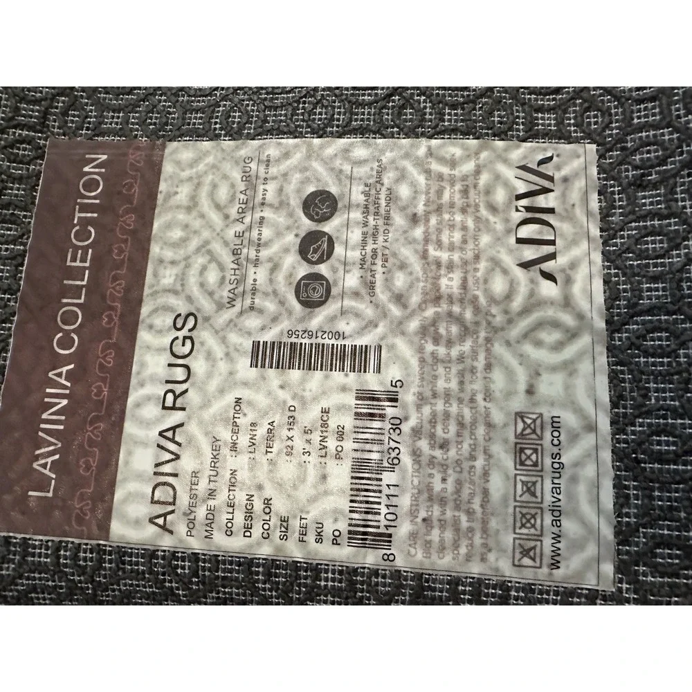 Washable Rug ~3'X5' Adiva Lavinia Terra  LVN18 Dark Red Blue Cream Rectangle
